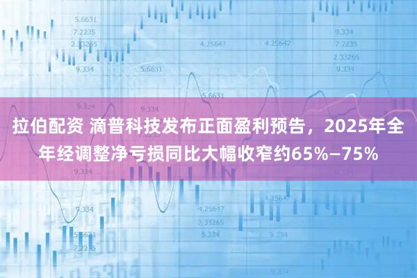 拉伯配资 滴普科技发布正面盈利预告，2025年全年经调整净亏损同比大幅收窄约65%—75%