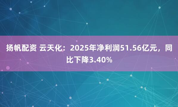扬帆配资 云天化：2025年净利润51.56亿元，同比下降3.40%