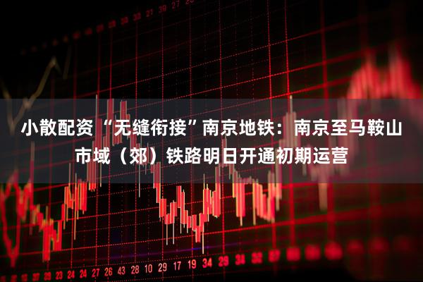 小散配资 “无缝衔接”南京地铁：南京至马鞍山市域（郊）铁路明日开通初期运营