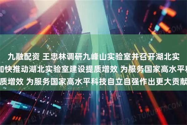 九融配资 王忠林调研九峰山实验室并召开湖北实验室建设工作推进会 加快推动湖北实验室建设提质增效 为服务国家高水平科技自立自强作出更大贡献