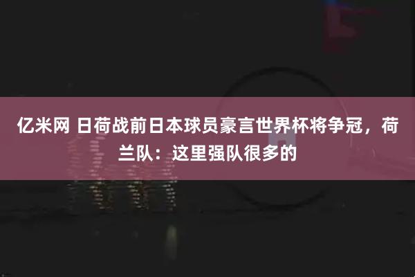 亿米网 日荷战前日本球员豪言世界杯将争冠,荷兰队:这里强队很多的