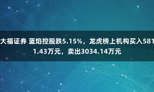 大福证券 蓝焰控股跌5.15%，龙虎榜上机构买入5811.43万元，卖出3034.14万元