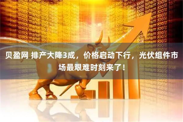 贝盈网 排产大降3成,价格启动下行,光伏组件市场最艰难时刻来了!