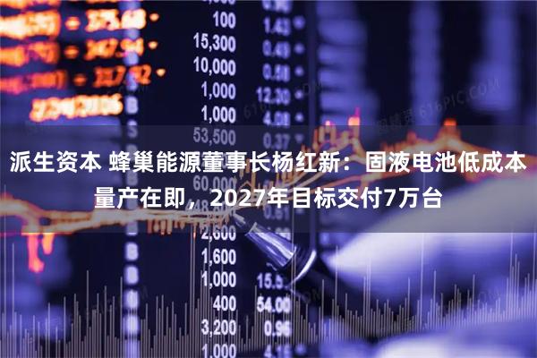派生资本 蜂巢能源董事长杨红新：固液电池低成本量产在即，2027年目标交付7万台